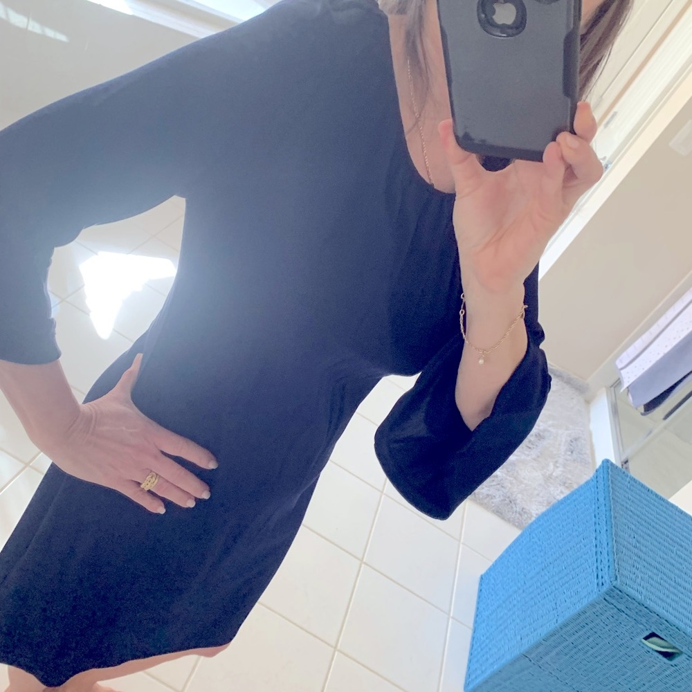 Dress. Navy blue. Bell Half sleeves.